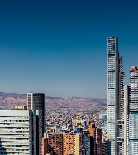 The skyline of Bogota, the capital city of Colombia in South America.