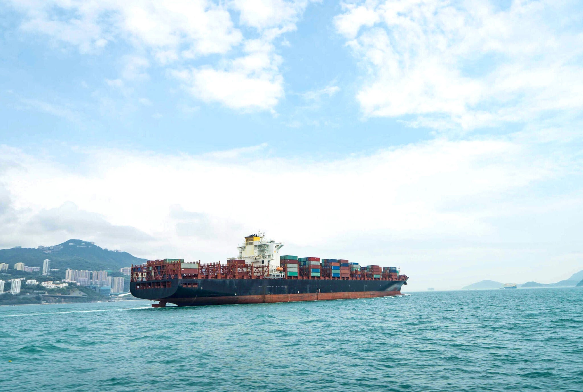 shipping container ship on the sea 