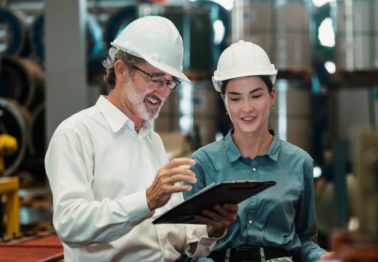 A team of people review data to make clean energy improvements.